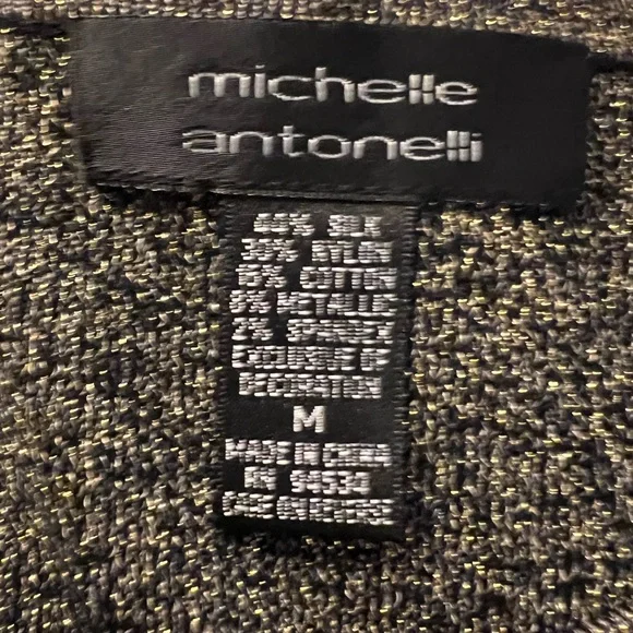 NWOT MICHELLE ANTONELLI womens M silk blend black metallic tank top - Picture 8 of 10